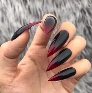 Vamp Black Red Ombre Glossy Halloween Press on Nails Any Ets