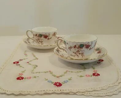 Minton Bone China Ancestral S-376 Pattern Cup and Saucer Set