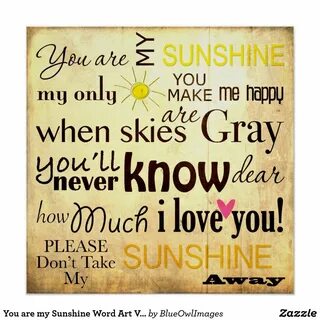 You are my Sunshine Word Art Vintage Background Poster Zazzl