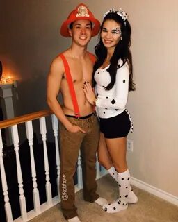 halloween costumes ideas Firefighter and his Dalmatian handm