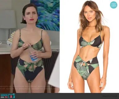 WornOnTV: Jen’s black floral tie bikini on Life in Pieces Zo