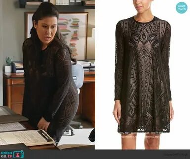 WornOnTV: Sherri’s black geometric lace dress on All Rise Ru