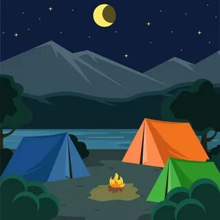Night Camping Illustration Vector Ilustrasi, Fotografi abstr