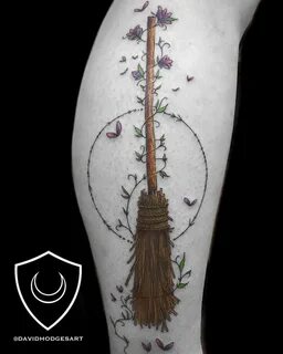 Witch Broom Tattoo Tattoos, Tattoos for women, Knee tattoo