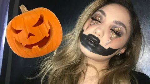 Easy Halloween Pumpkin make up look darlapimber - YouTube