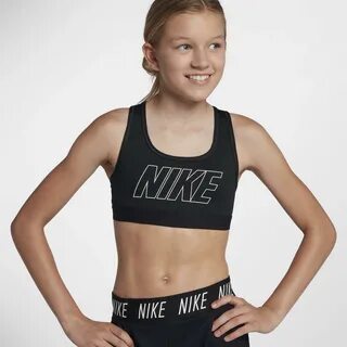 Nike Girls Pro Classic Graphic Sports Bra - Black/White - Te