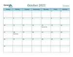 Tanzania October 2021 Calendar with Holidays