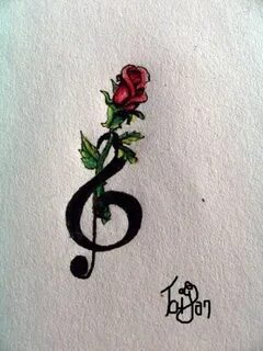 Rose and treble clef tattoo 2 by Nonnyarie on deviantART Tre