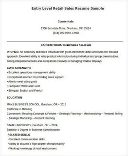 Resume Profile Examples For Sales