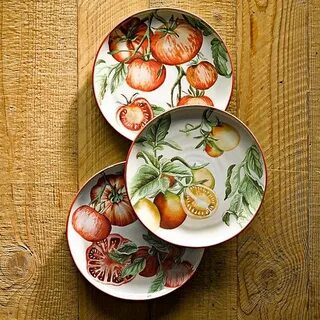 Botanical Tomato Salad Plates, Set of 4, Copia Heirloom Will