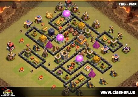 Town Hall 8 - WAR Base Map #15 - Clash of Clans Clasher.us