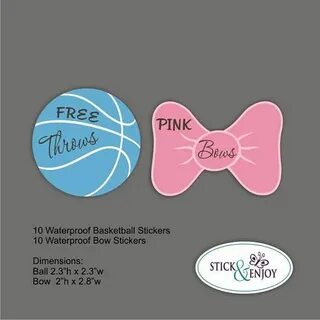 20 Gender Reveal Party Stickers Free Throws or Pink Bows Ets
