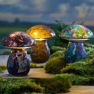 Glass Mosaic Mushroom Lawn Statue Mosaic glass, Lawn ornamen