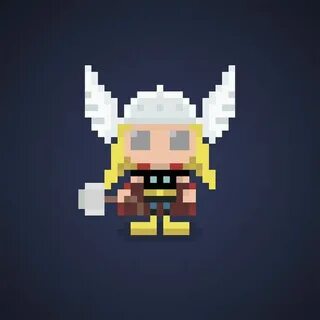 Famous Characters in Pixel Art * Thor #thor #hammer #martell