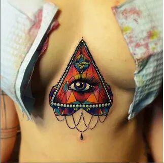 colorful triangle eye sternum tattoo Triangle tattoos, All s