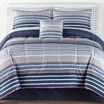 Home Expressions Kingston Stripes Complete Bedding Set with 