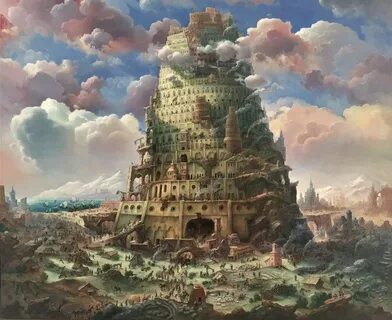 The Tower of Babel (2019) Oil painting by Alexander Mikhalch