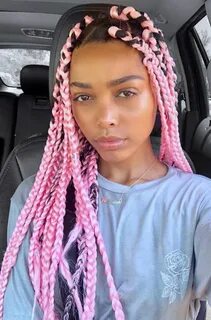 Pink hair #haircolor #pinkhair #braids Box braids hairstyles
