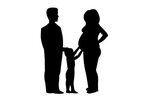 Silhouette of Kid Touching Mums Bump with Dad SVG Cut file b