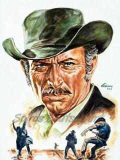 Lee Van Cleef portrait acrylic painting on canvas movie post