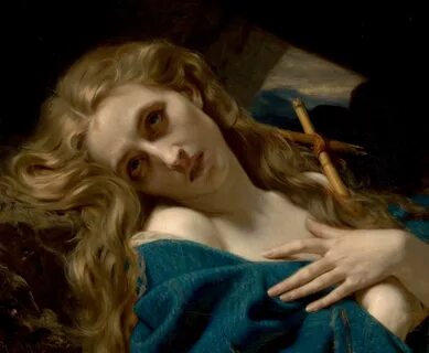 Mary Magdalene in the Cave" painting by Hugues Merle, 1868 A