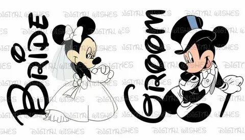 Bride and Groom Mickey and Minnie Mouse INSTANT DOWNLOAD dig