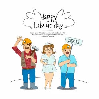 Background With Three Workers Labour Day 199401 Vector Art a