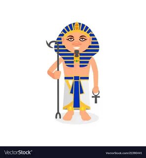Egyptian pharaoh with scepter and ankh cross Vector Image