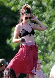 LILY JAMES in Bikini Top Sunbathing at a Park in London 06/2