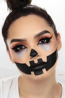 Pumpkin Face Makeup Idea #scarecrow #glittereyes Looking for