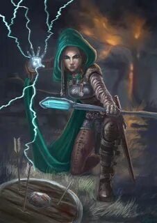 Female human wizard Battle mage, Fantasy warrior, Fantasy wi