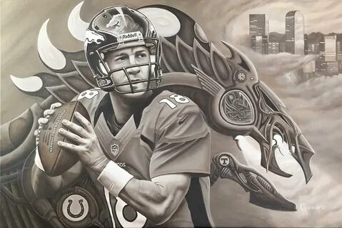 Peyton Manning Painting by Justin Ravencrest Fine Art Americ