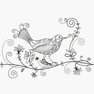 XOO Plate :: Hand Drawn Floral Art Bird Vector Illustration 