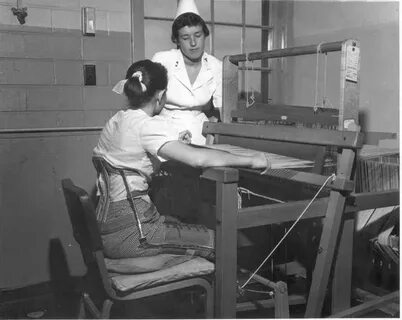 Polio era, woman wearing HKAFO leg braces, spinal brace.