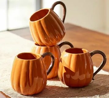 Pottery Barn Pumpkin Mug, Set of 4 Pottery barn pumpkin, Mug