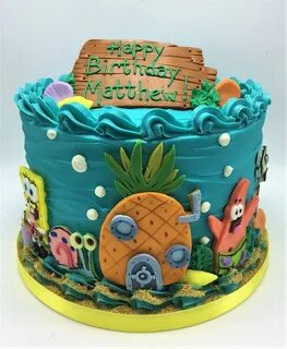 Colorful Spongebob themed kid's birthday cake by Flavor Cupc