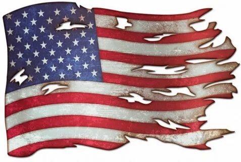 "WAR TORN AMERICAN FLAG" METAL WALL ART American flag metal 