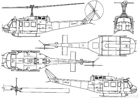 Bell 205UH-1D Iroquois-Huey blueprints free - Outlines