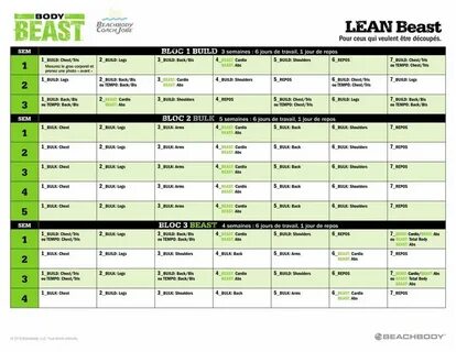 Body Beast Lean Beast Calendar by Beachbody the creators of 