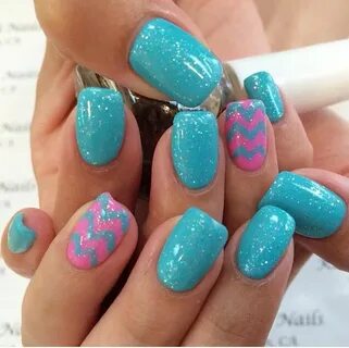 Girly bubble gum pink accent w/ blue turquoise zig zag and b