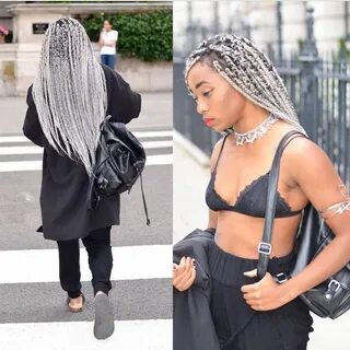 gray box braids hair - Google Search Estilos de trenzas afri