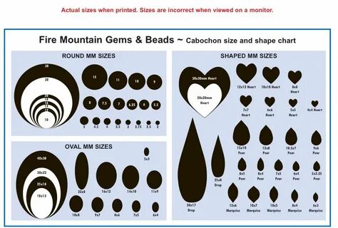 Cabochon size and shape chart Shape chart, Bead size chart, 