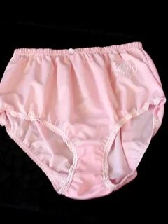 Vintage Silky Nylon Pink High Waist Granny Panties with Rose