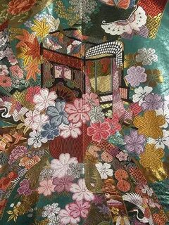 Woven Silk Kimono Fabric 日 本 刺 繍, ア ン テ ィ-ク, ア ン テ ィ-ク 着 物