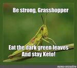 Мем: "Be strong, Grasshopper Eat the dark green leaves And s