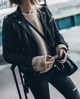 How to style khaki button down Moto jacket street style, Lea