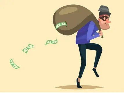 Cartoon character. Thief with a sack of money by Oleh Dovhan