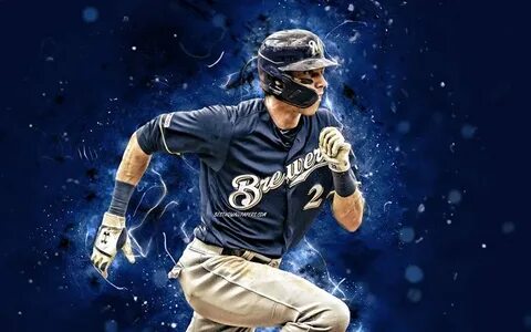 Скачать обои Christian Yelich, 4k, MLB, Milwaukee Brewers, o