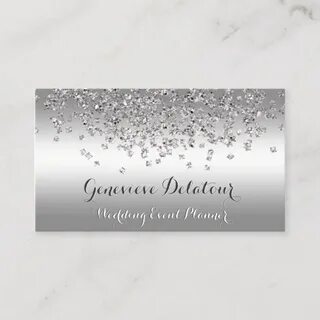 Silver Glitter Elegant Platinum Event Planner Business Card 