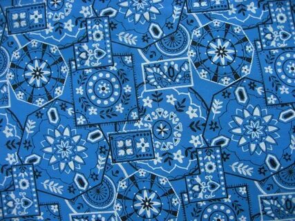 1950s Vintage Cerulean Blue Bandana Print Fabric Approx 2 Ya